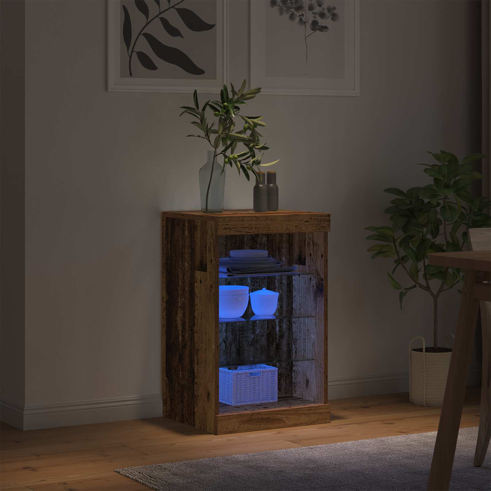 LED-Sideboard Altholz 41 x 37 x 67 cm Holzwerkstoff