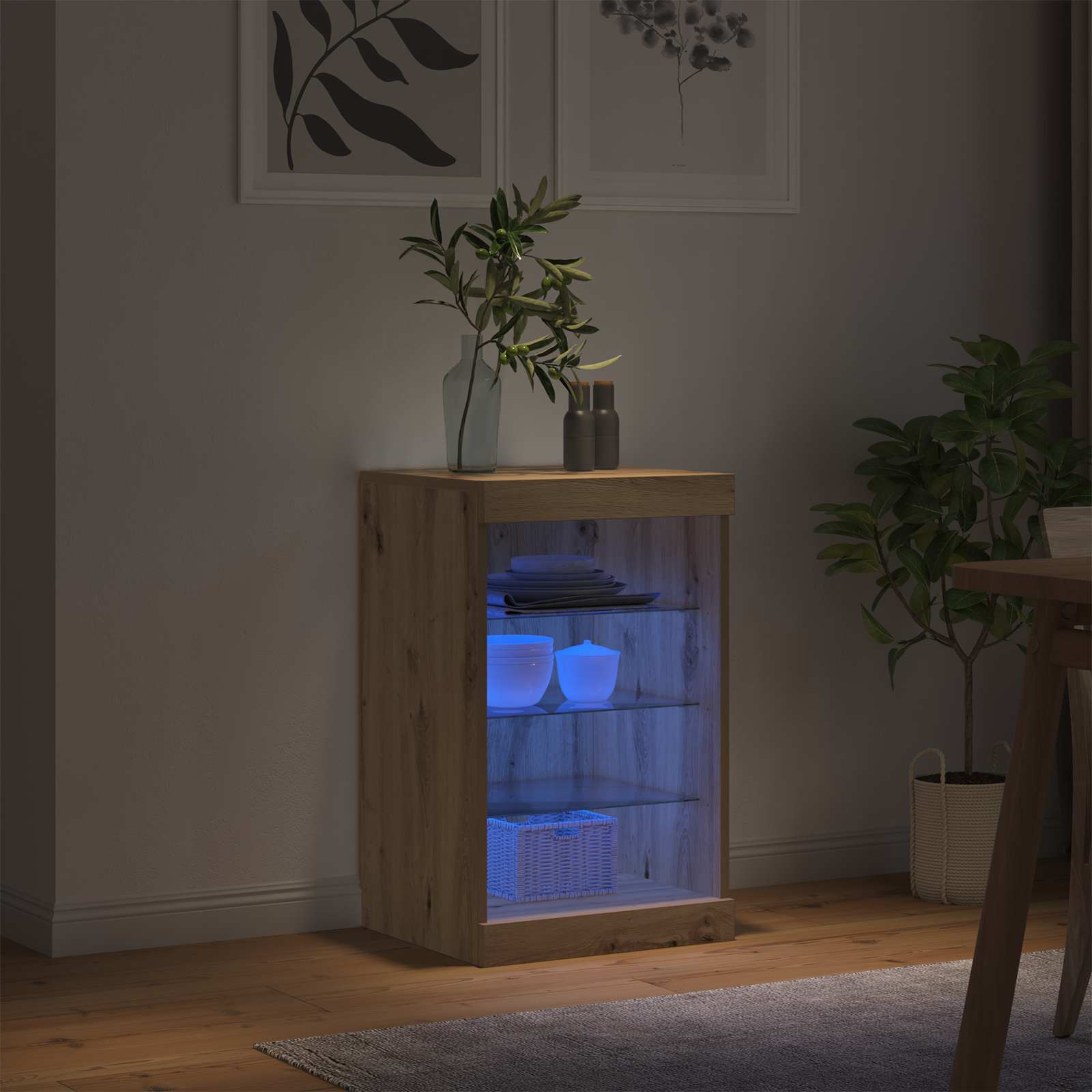 LED-Sideboard Artisan-Eiche 41 x 37 x 67 cm Holzwerkstoff