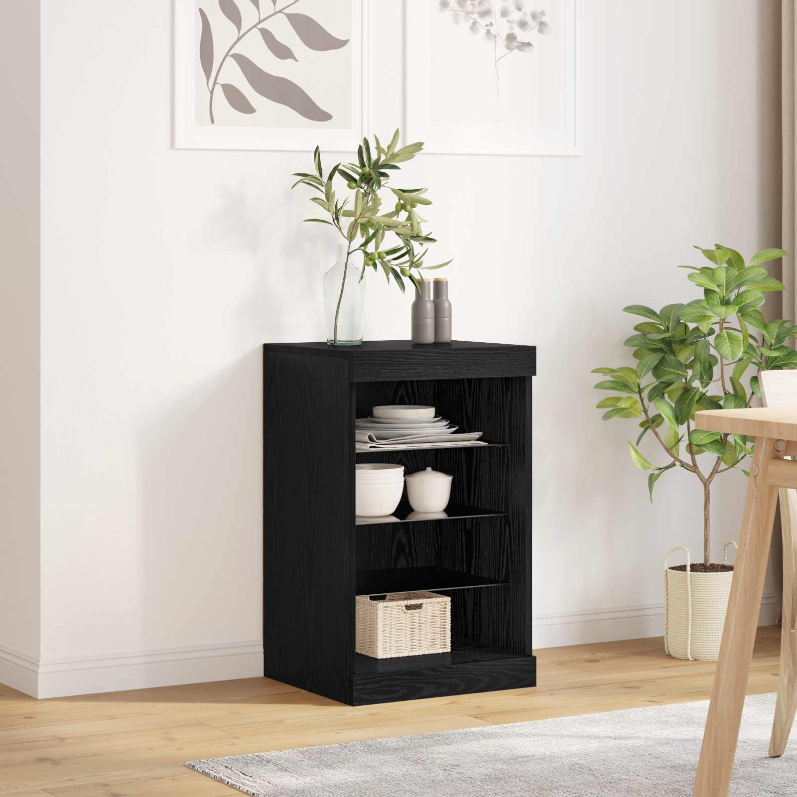 LED-Sideboard Schwarz Eichen-Optik 41 x 37 x 67 cm