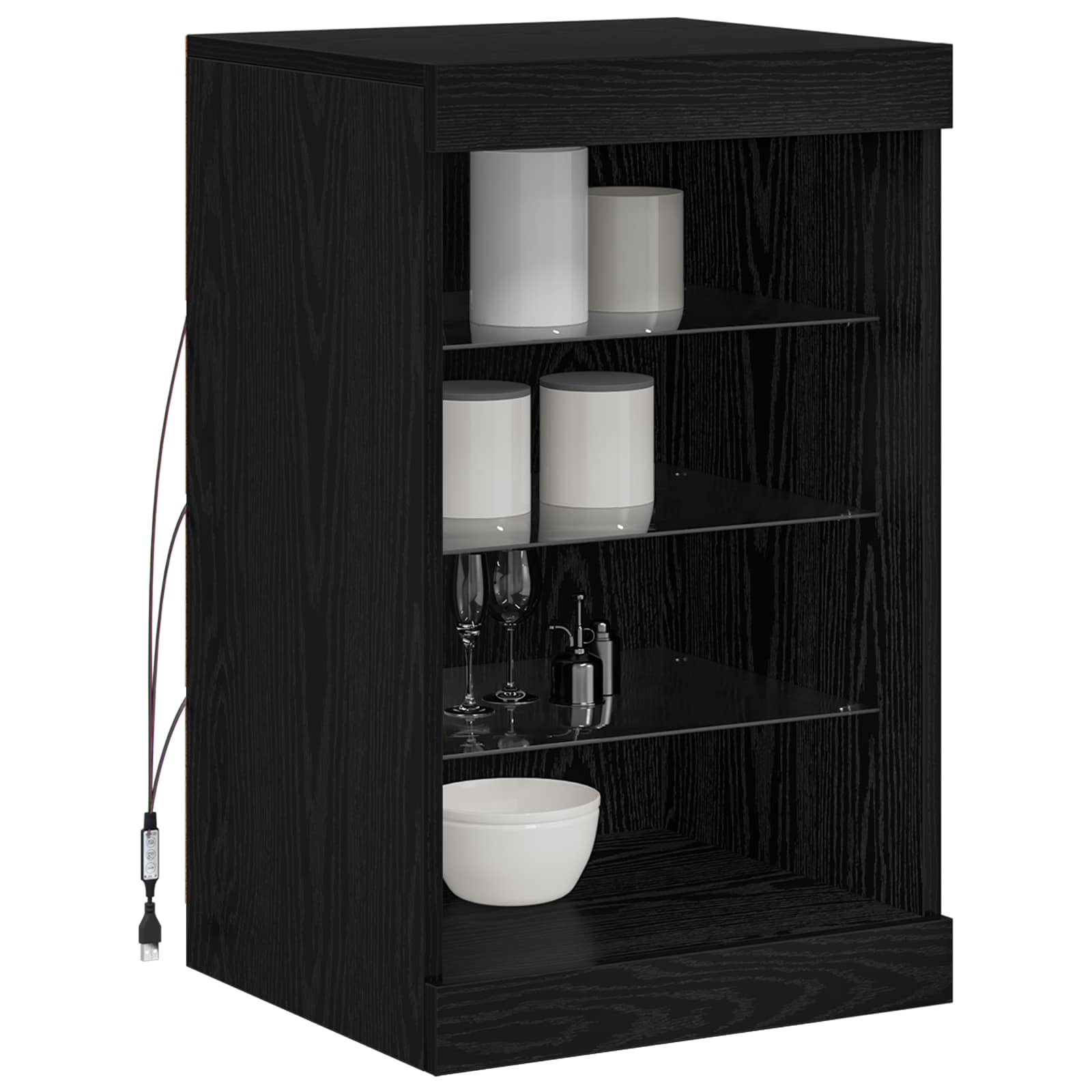 LED-Sideboard Schwarz Eichen-Optik 41 x 37 x 67 cm