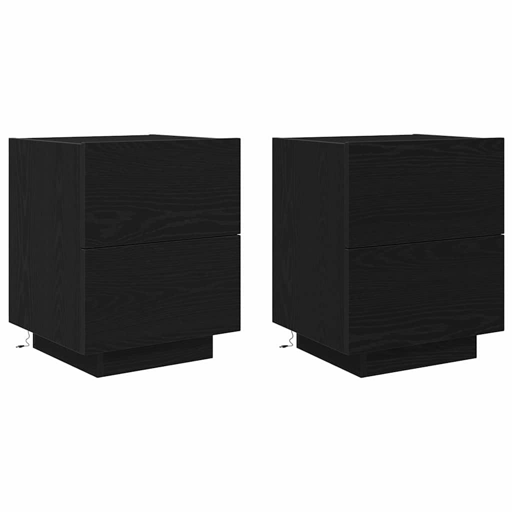 Nachttisch 2 pcs Schwarz Eichen-Optik 45 x 40 x 55 cm