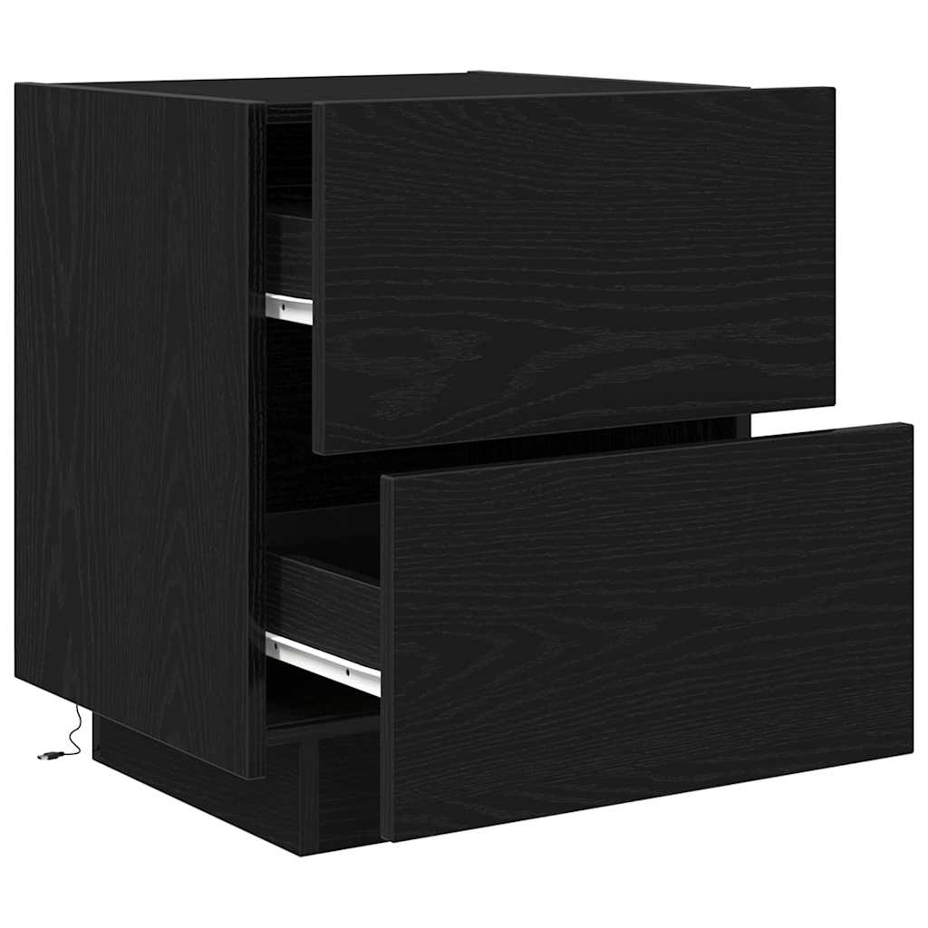 Nachttisch 2 pcs Schwarz Eichen-Optik 45 x 40 x 55 cm
