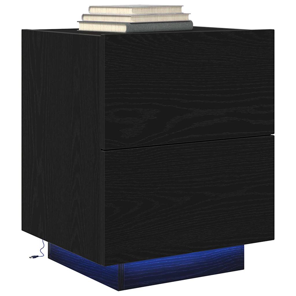Nachttisch 2 pcs Schwarz Eichen-Optik 45 x 40 x 55 cm