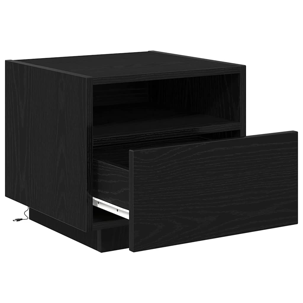 Nachttisch Schwarz Eichen-Optik 40 x 39 x 37 cm Holzwerkstoff