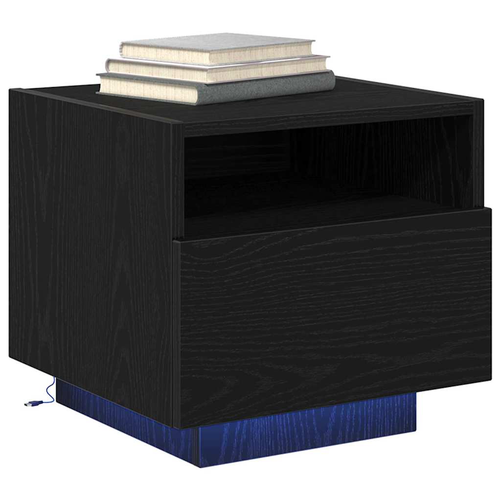 Nachttisch Schwarz Eichen-Optik 40 x 39 x 37 cm Holzwerkstoff
