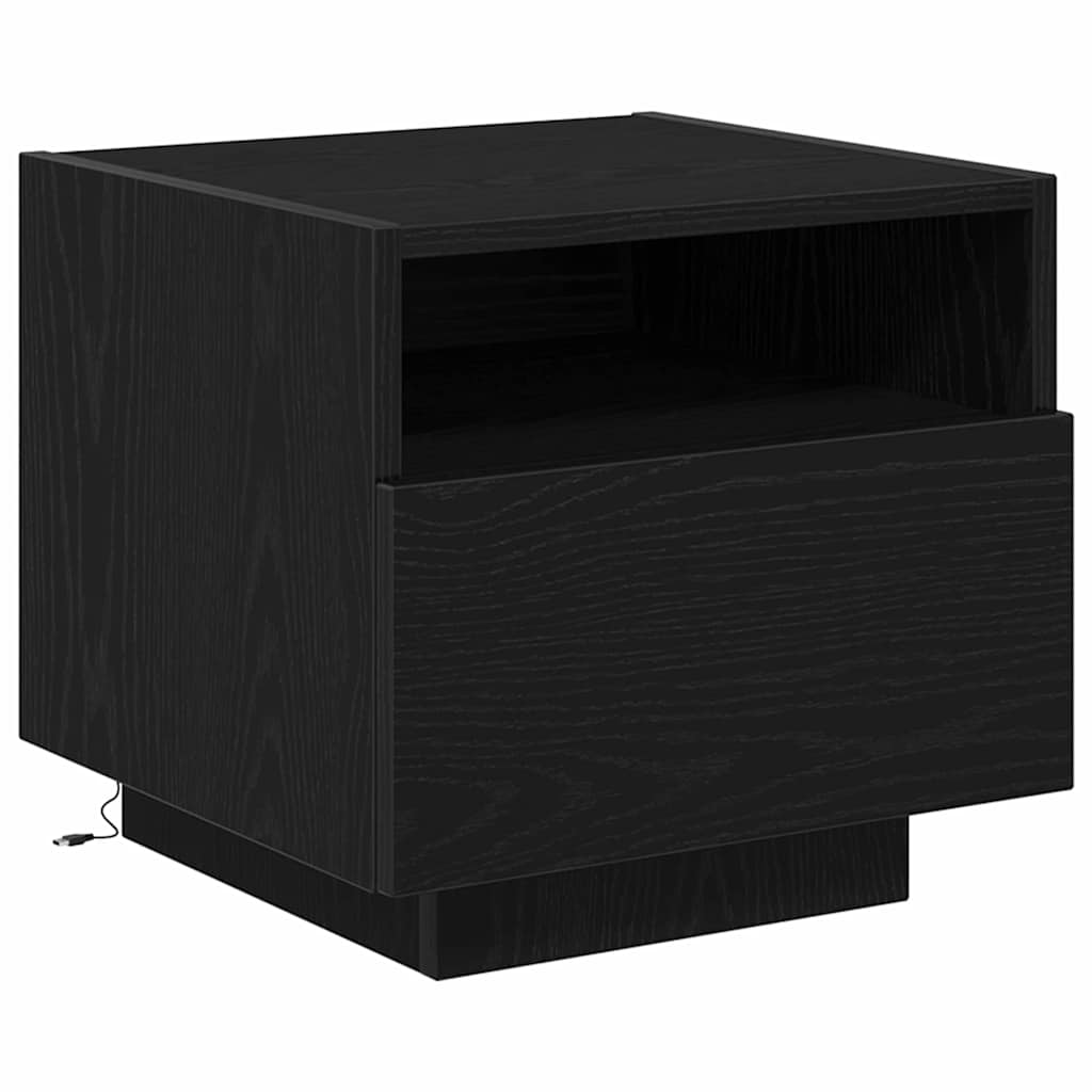Nachttisch 2 pcs Schwarz Eichen-Optik 40 x 39 x 37 cm