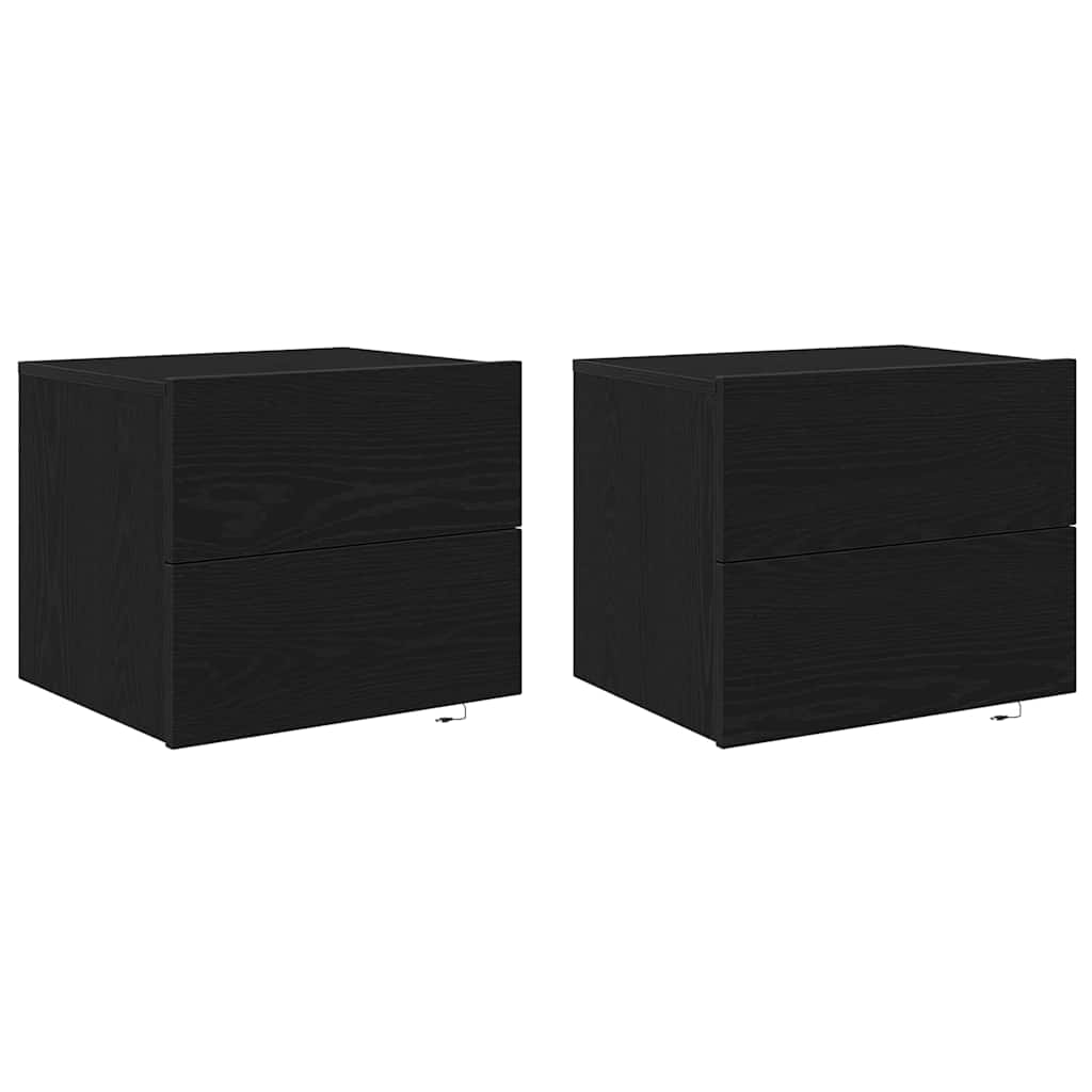 Nachttisch 2 pcs Schwarz Eichen-Optik 50 x 39 x 41 cm