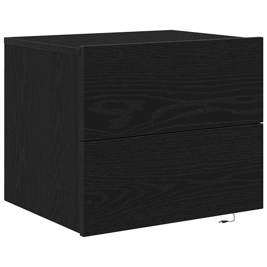 Nachttisch 2 pcs Schwarz Eichen-Optik 50 x 39 x 41 cm