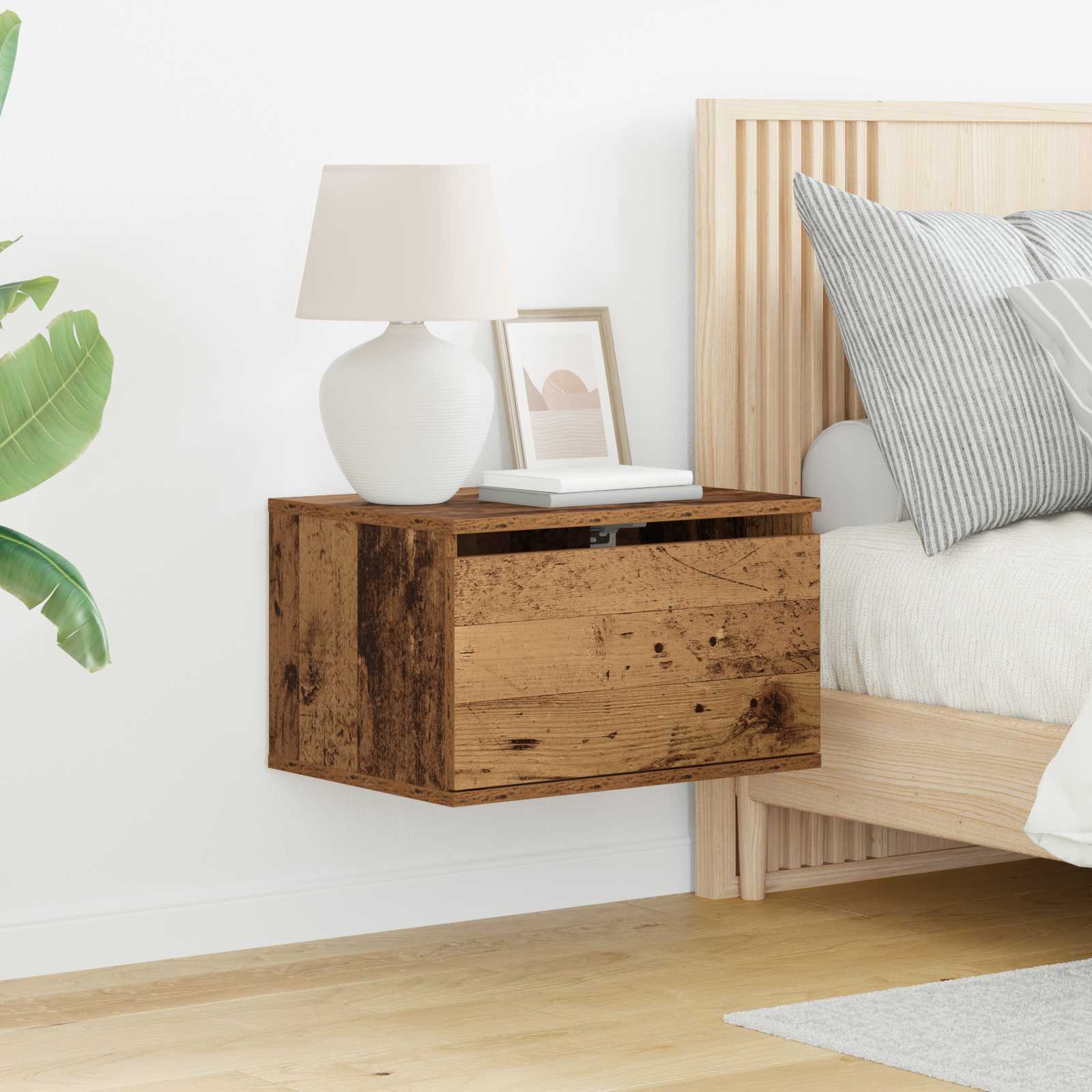 Wandmontiertes Nachttischchen 2 pcs Altholz Holzwerkstoff