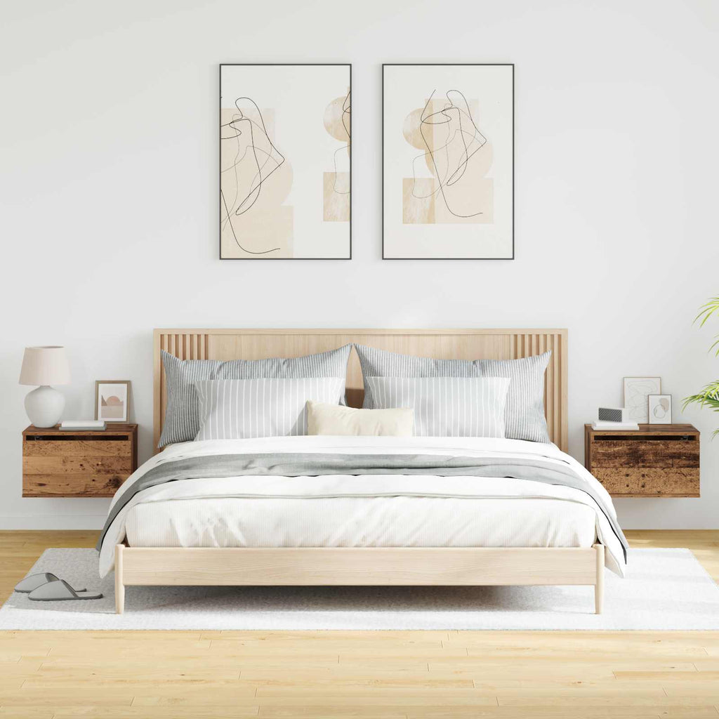Wandmontiertes Nachttischchen 2 pcs Altholz Holzwerkstoff