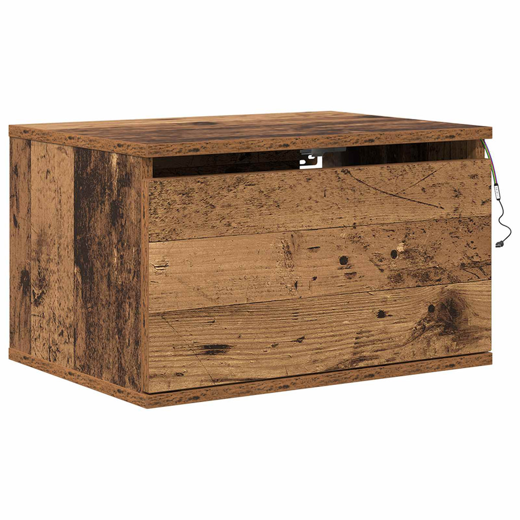 Wandmontiertes Nachttischchen 2 pcs Altholz Holzwerkstoff