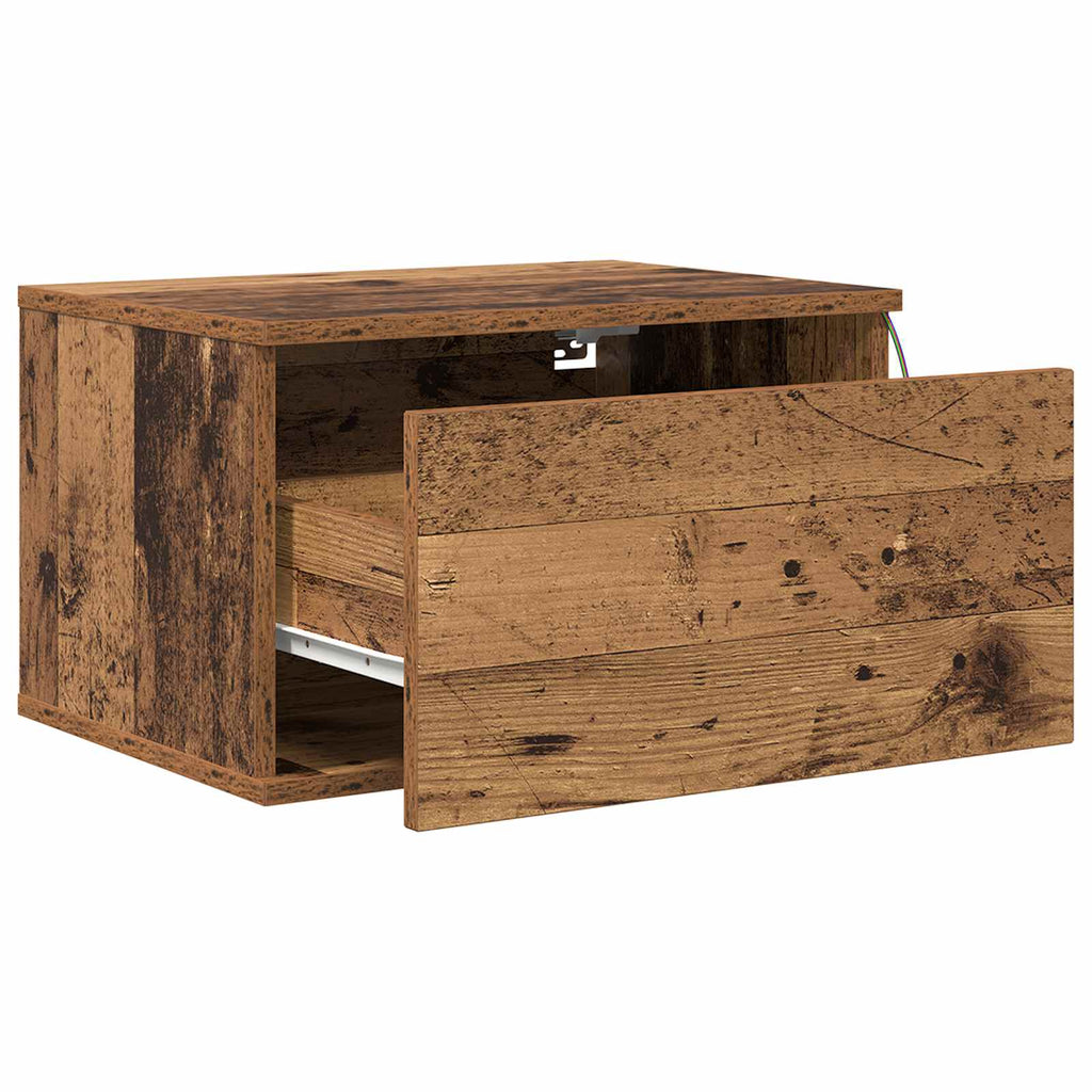 Wandmontiertes Nachttischchen 2 pcs Altholz Holzwerkstoff