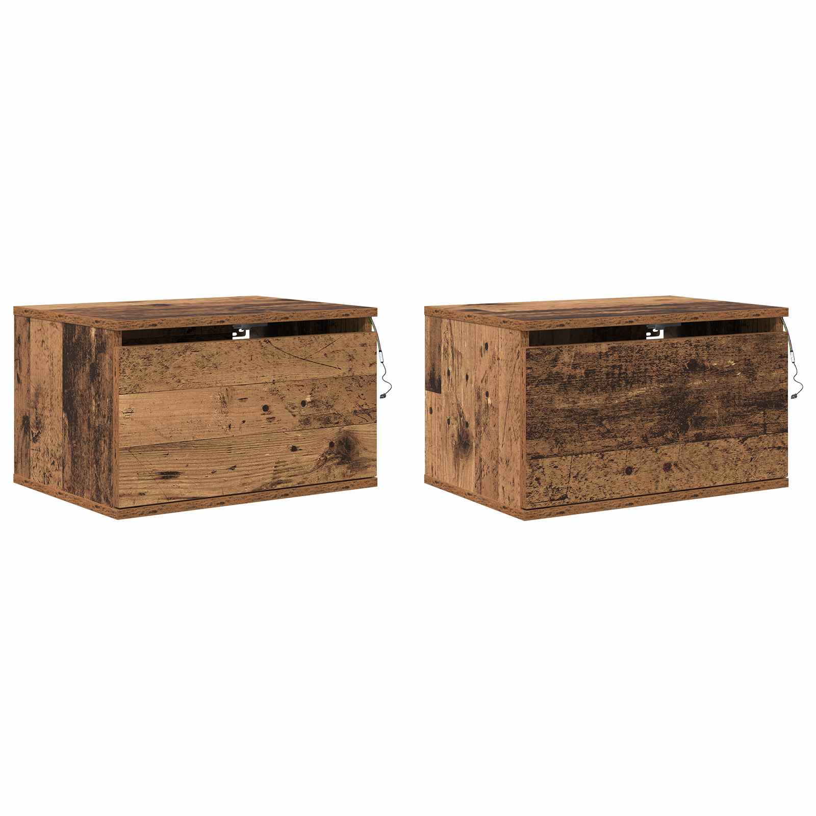 Wandmontiertes Nachttischchen 2 pcs Altholz Holzwerkstoff