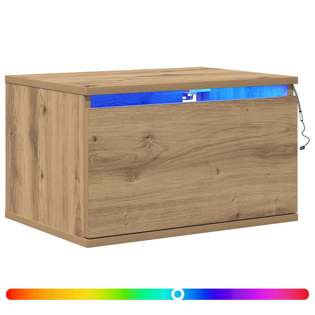 Wandmontiertes Nachttischchen 2 pcs Artisan-Eiche Holzwerkstoff