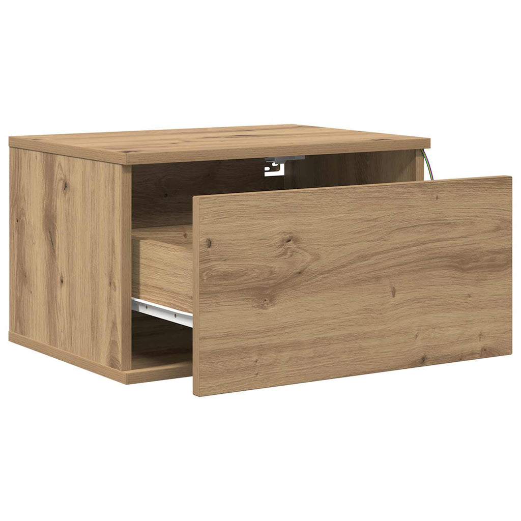 Wandmontiertes Nachttischchen 2 pcs Artisan-Eiche Holzwerkstoff