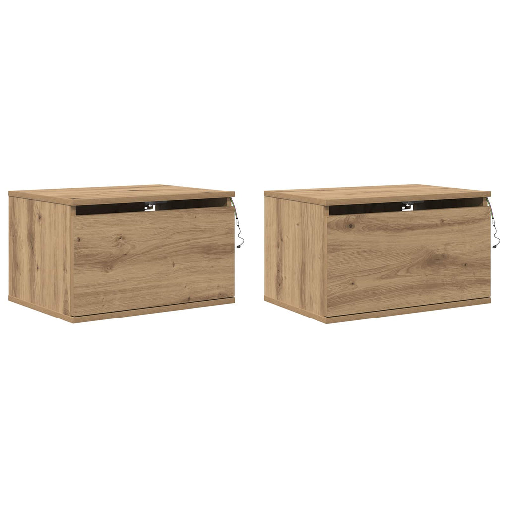 Wandmontiertes Nachttischchen 2 pcs Artisan-Eiche Holzwerkstoff