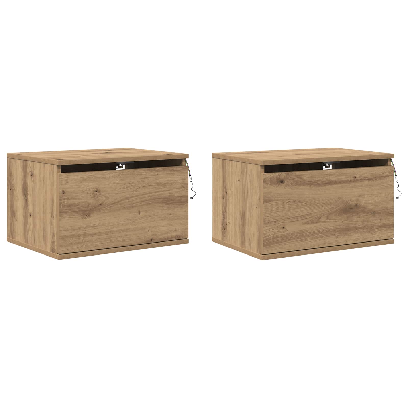 Wandmontiertes Nachttischchen 2 pcs Artisan-Eiche Holzwerkstoff