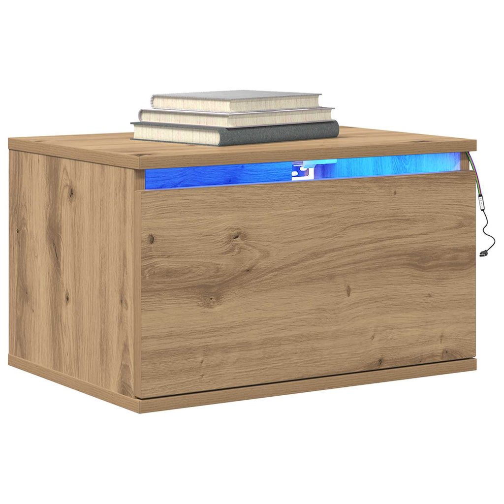 Wandmontiertes Nachttischchen 2 pcs Artisan-Eiche Holzwerkstoff