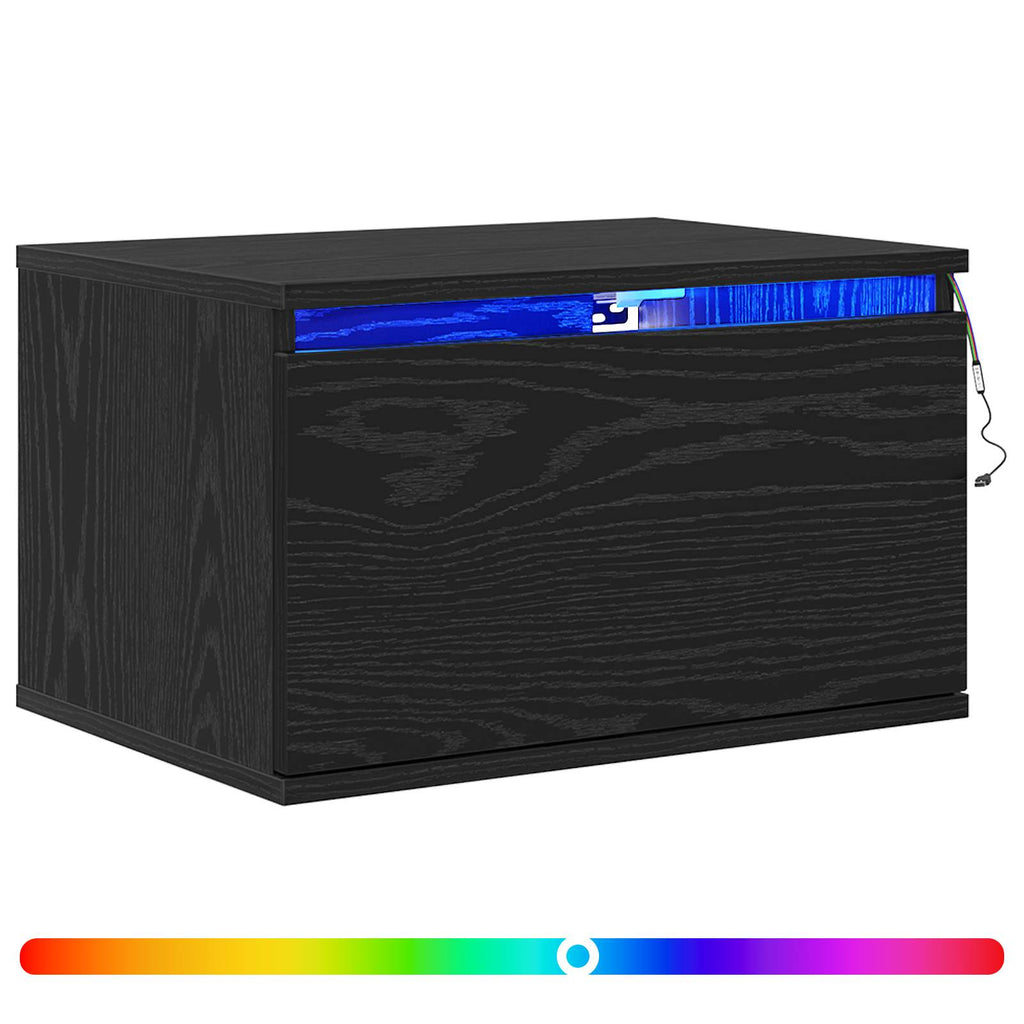 Wandmontiertes Nachttischchen 2 pcs Schwarz Eichen-Optik