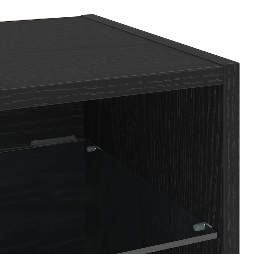 LED Wand Nachttischschrank Schwarz 30 x 28,5 x 30 cm