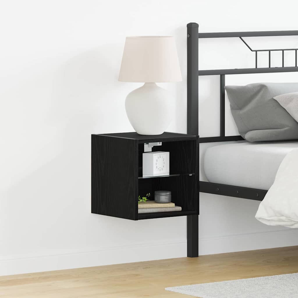 LED Wand Nachttischschrank 2 pcs Schwarz 30 x 28,5 x 30 cm