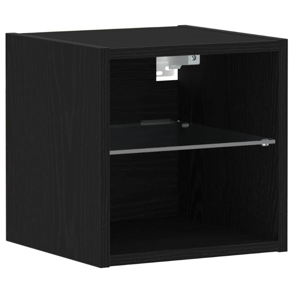 LED Wand Nachttischschrank 2 pcs Schwarz 30 x 28,5 x 30 cm