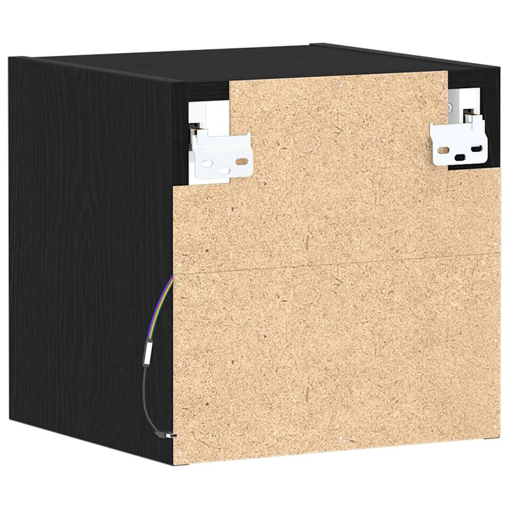 LED Wand Nachttischschrank 2 pcs Schwarz 30 x 28,5 x 30 cm