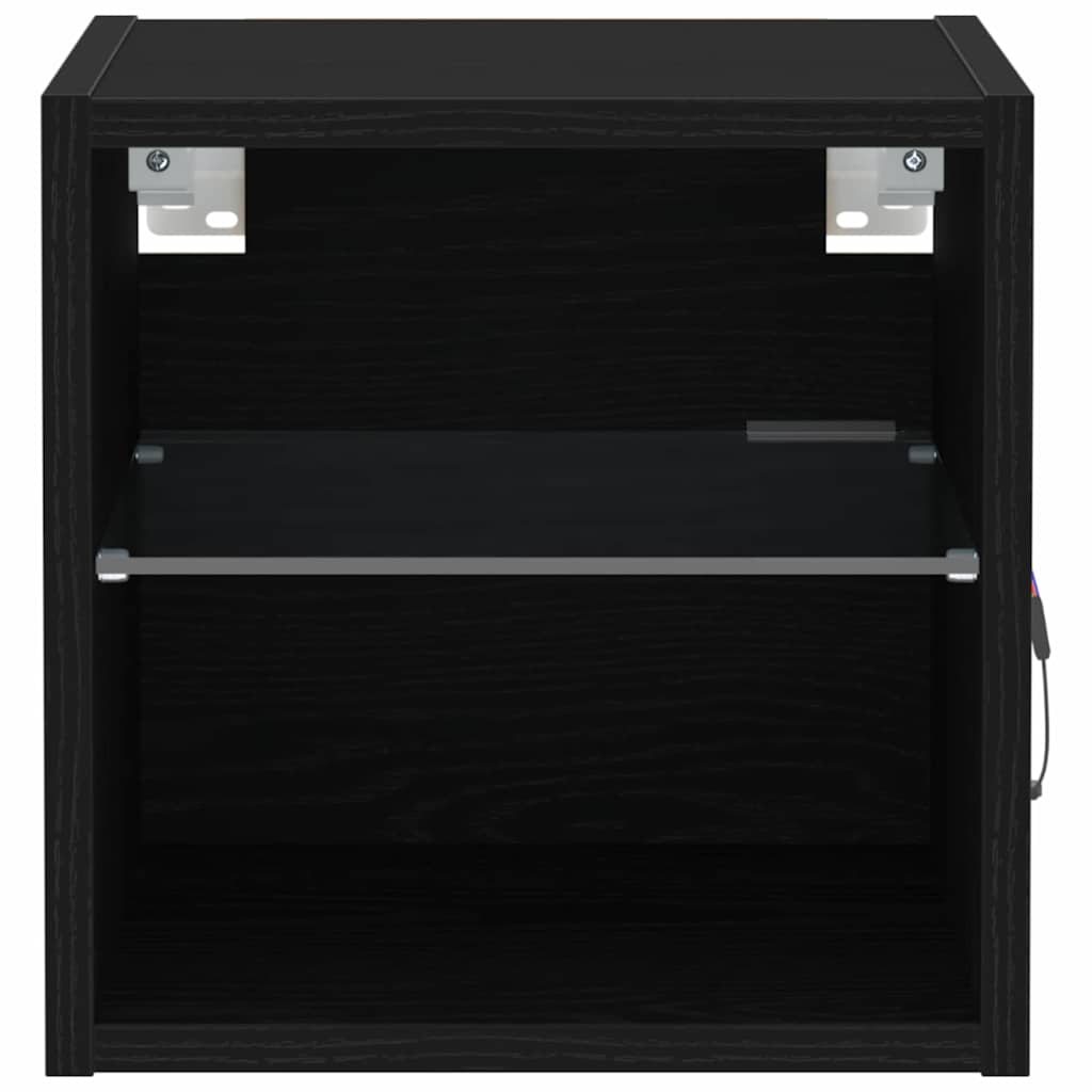 LED Wand Nachttischschrank 2 pcs Schwarz 30 x 28,5 x 30 cm