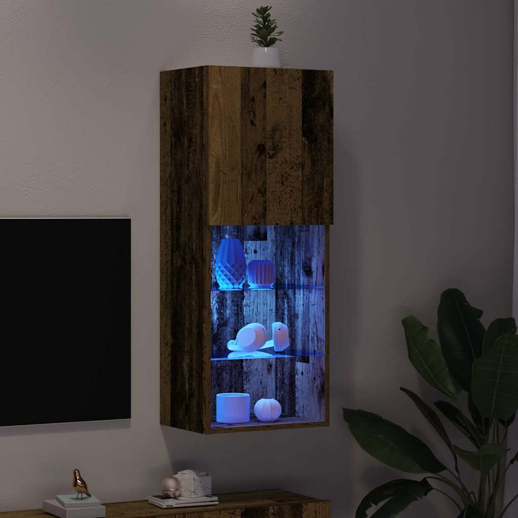 TV-Schrankset mit LED Altholz 40,5 x 30 x 102 cm Holzwerkstoff