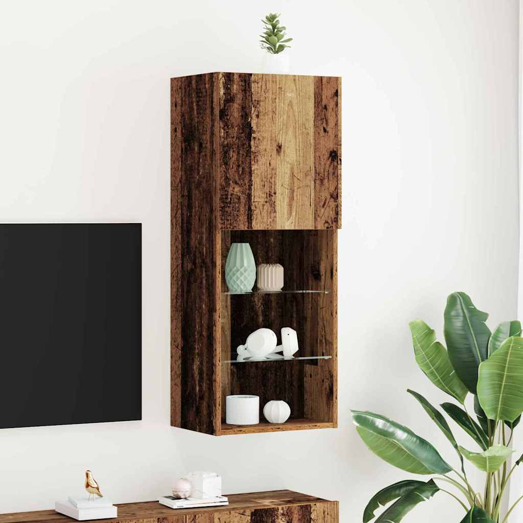 TV-Schrankset mit LED Altholz 40,5 x 30 x 102 cm Holzwerkstoff