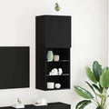 TV-Schrankset mit LED Schwarz Eichen-Optik 40,5 x 30 x 102 cm