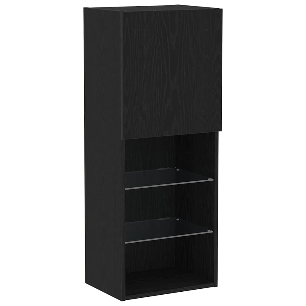 TV-Schrankset mit LED Schwarz Eichen-Optik 40,5 x 30 x 102 cm