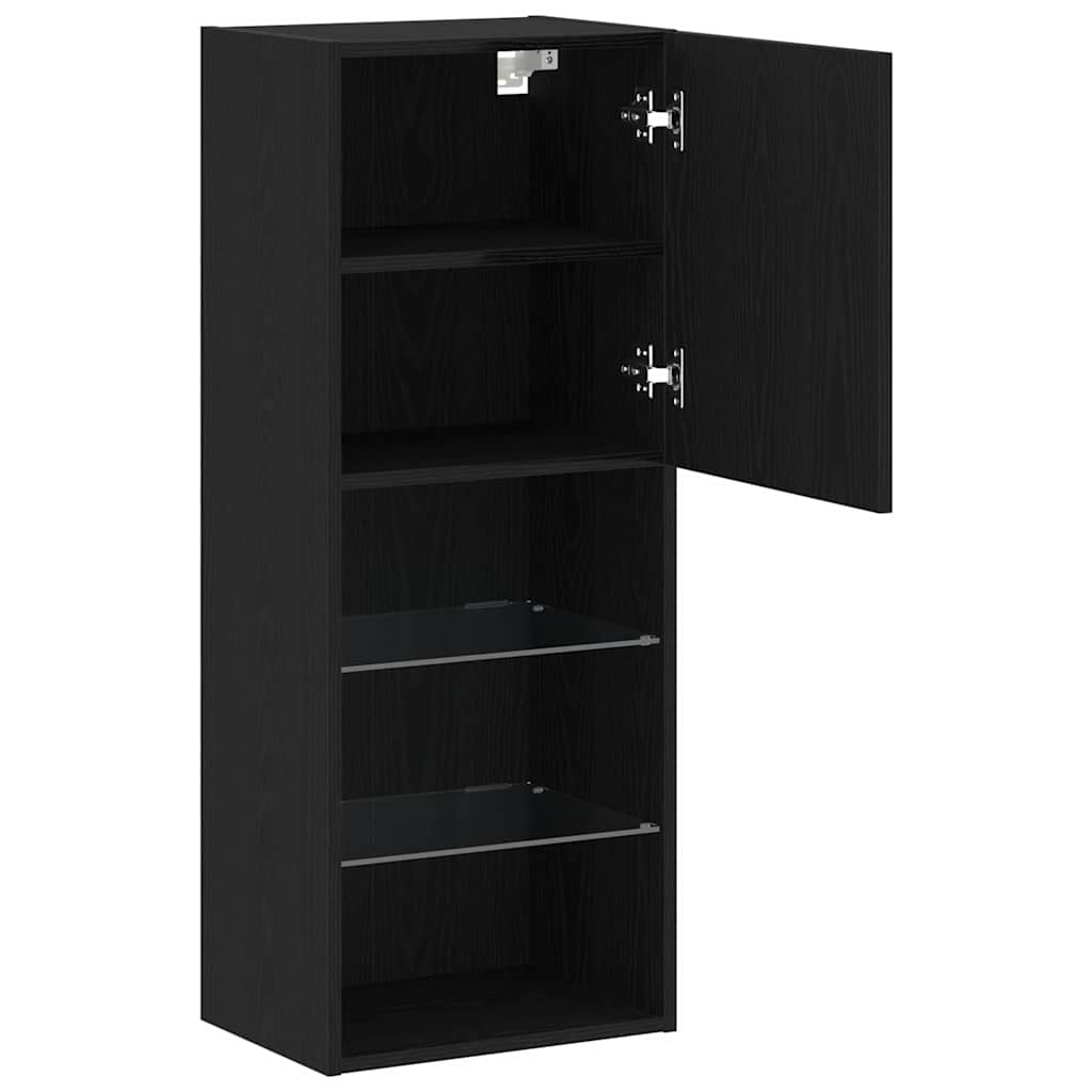 TV-Schrankset mit LED Schwarz Eichen-Optik 40,5 x 30 x 102 cm