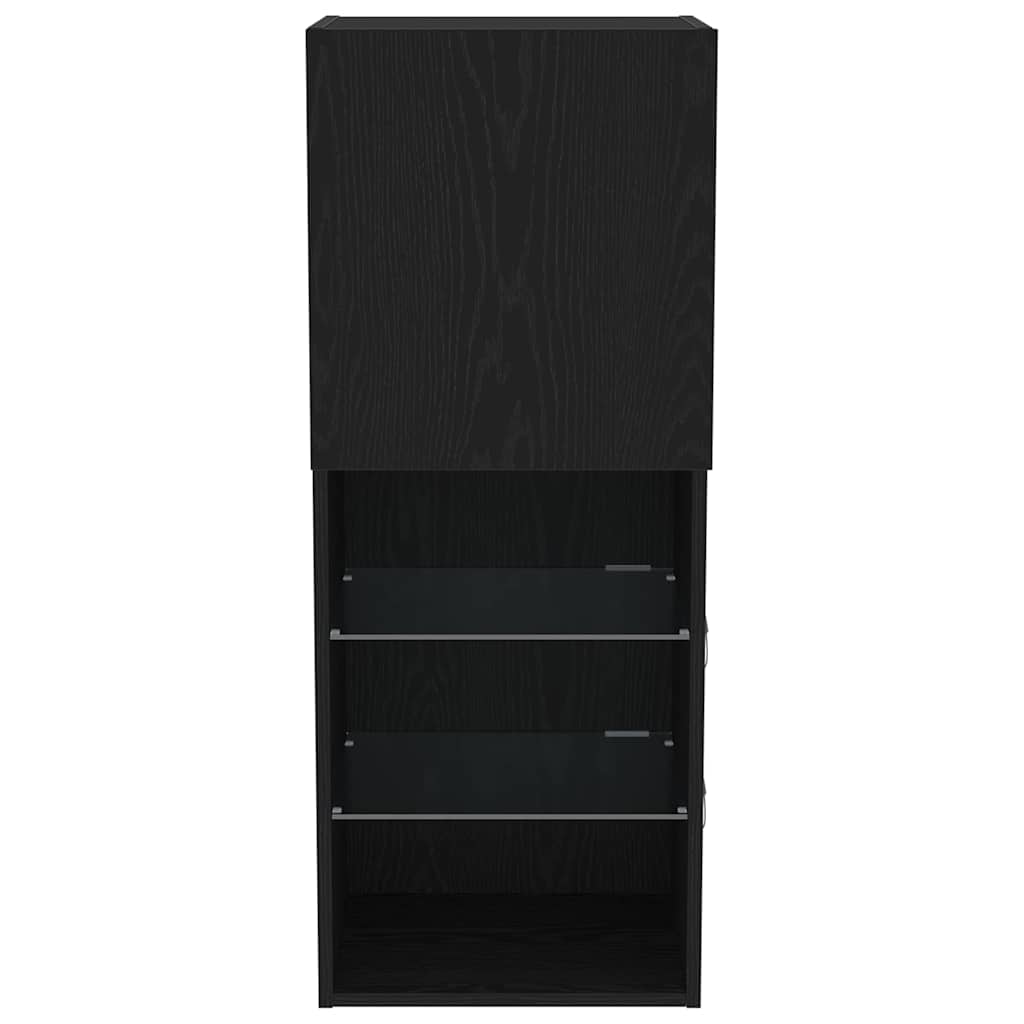 TV-Schrankset mit LED Schwarz Eichen-Optik 40,5 x 30 x 102 cm
