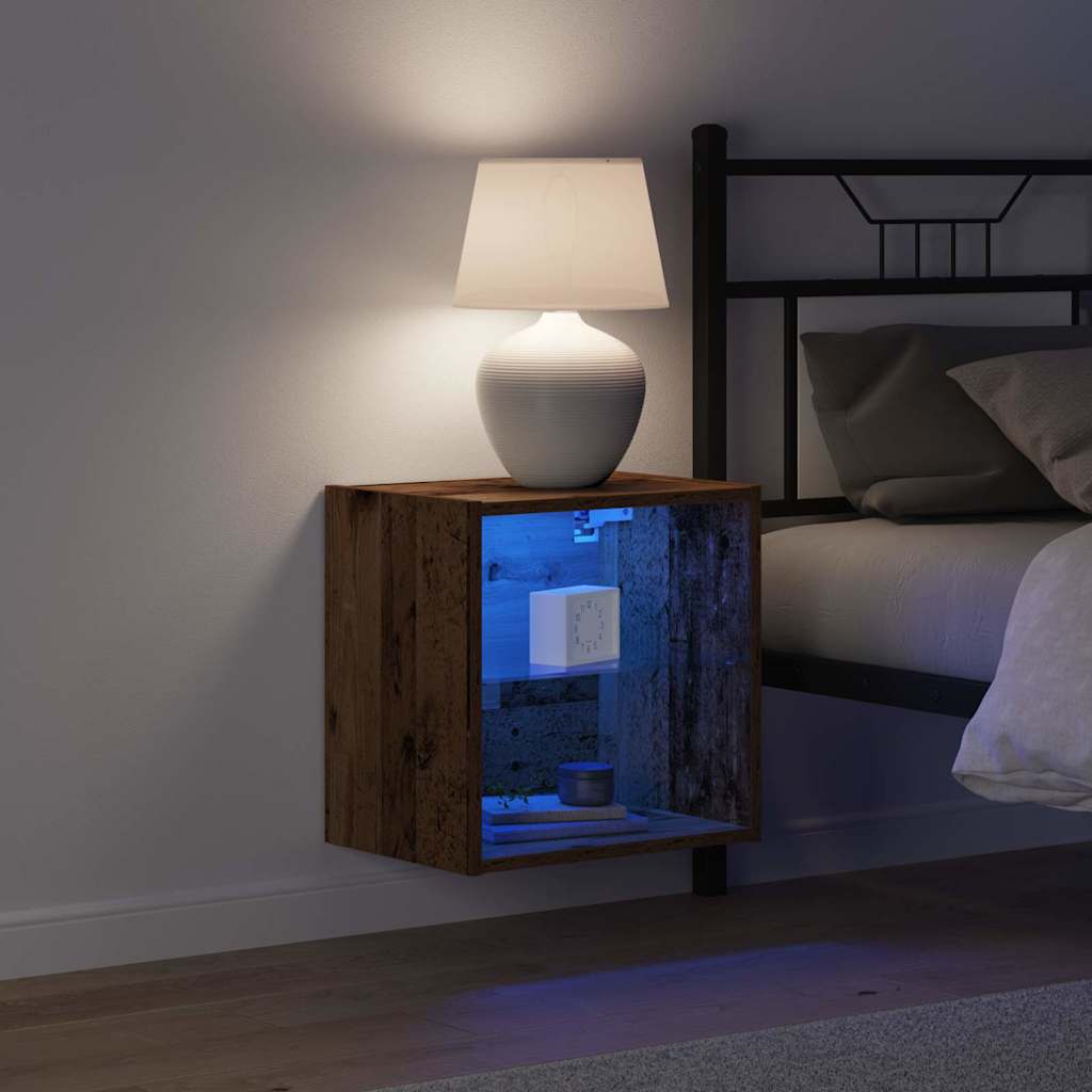 Schwimmendes Regal mit LED-Licht Braun 40 x 28,5 x 40 cm