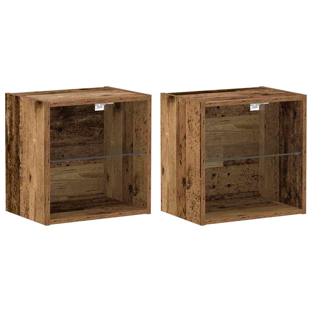 Schwimmendes Regal mit LED-Licht 2 pcs Braun 40 x 28,5 x 40 cm