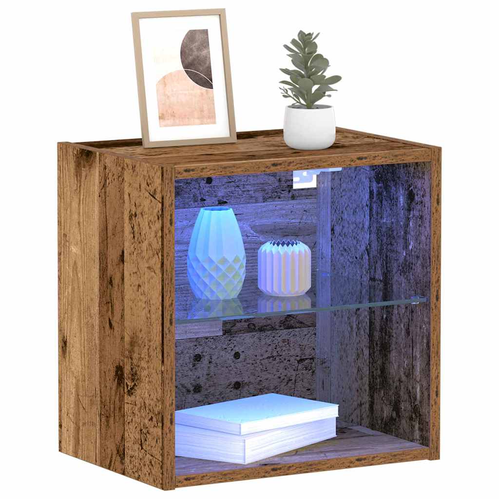 Schwimmendes Regal mit LED-Licht 2 pcs Braun 40 x 28,5 x 40 cm