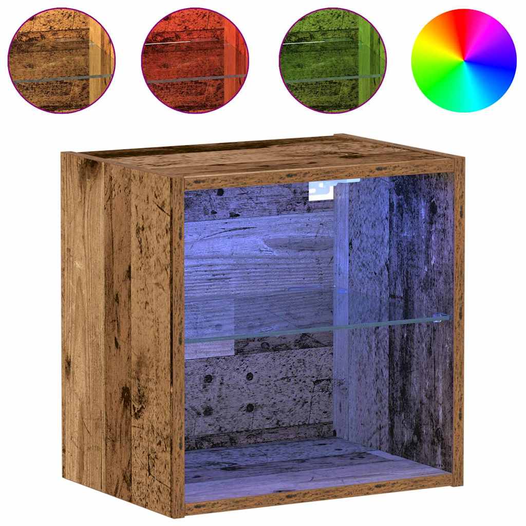 Schwimmendes Regal mit LED-Licht 2 pcs Braun 40 x 28,5 x 40 cm