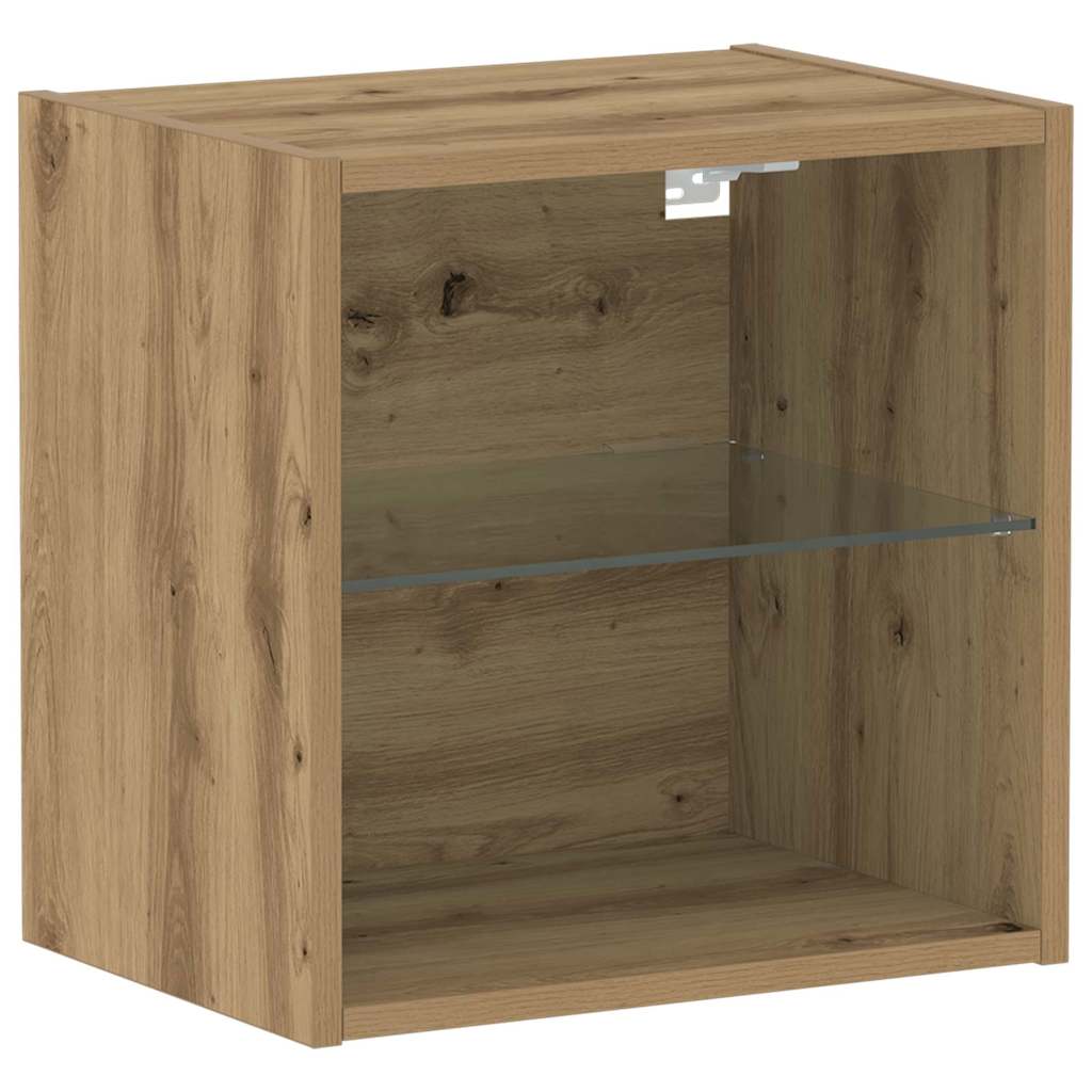 Schwimmendes Regal mit LED-Licht Braun 40 x 28,5 x 40 cm