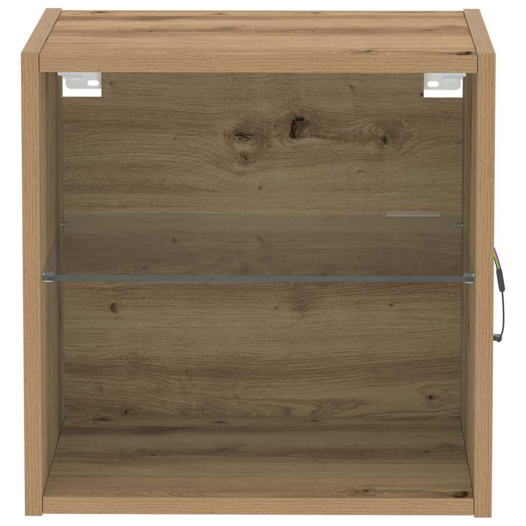Schwimmendes Regal mit LED-Licht Braun 40 x 28,5 x 40 cm