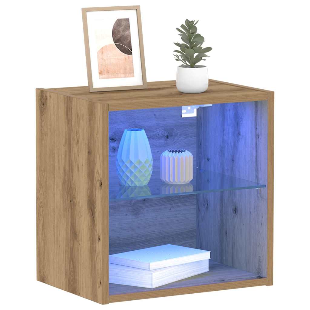 Schwimmendes Regal mit LED-Licht Braun 40 x 28,5 x 40 cm