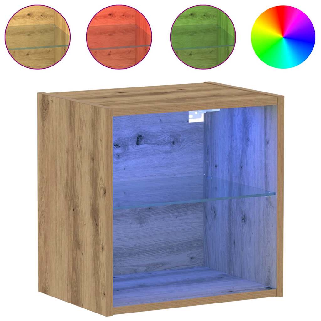 Schwimmendes Regal mit LED-Licht Braun 40 x 28,5 x 40 cm