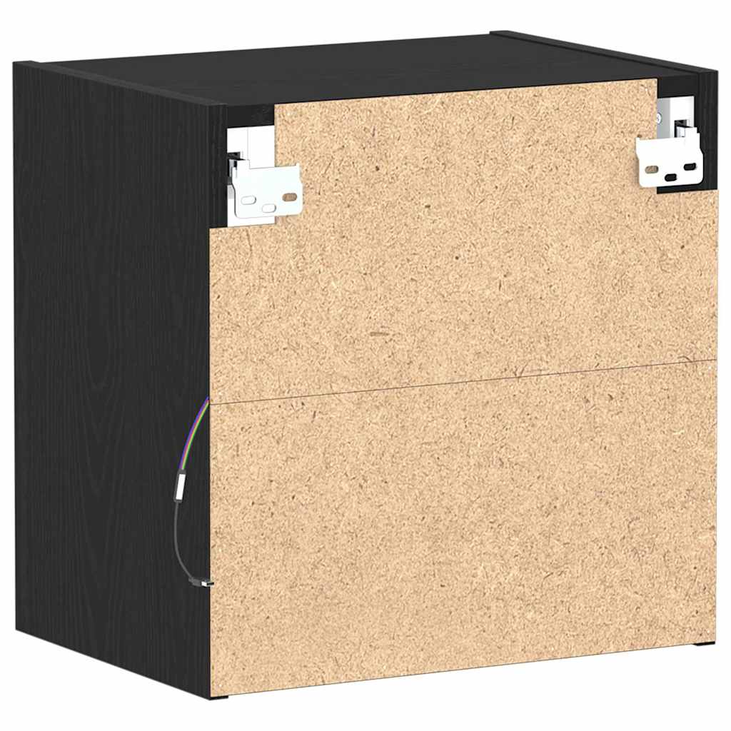Schwimmendes Regal mit LED-Licht 2 pcs Schwarz Holzwerkstoff