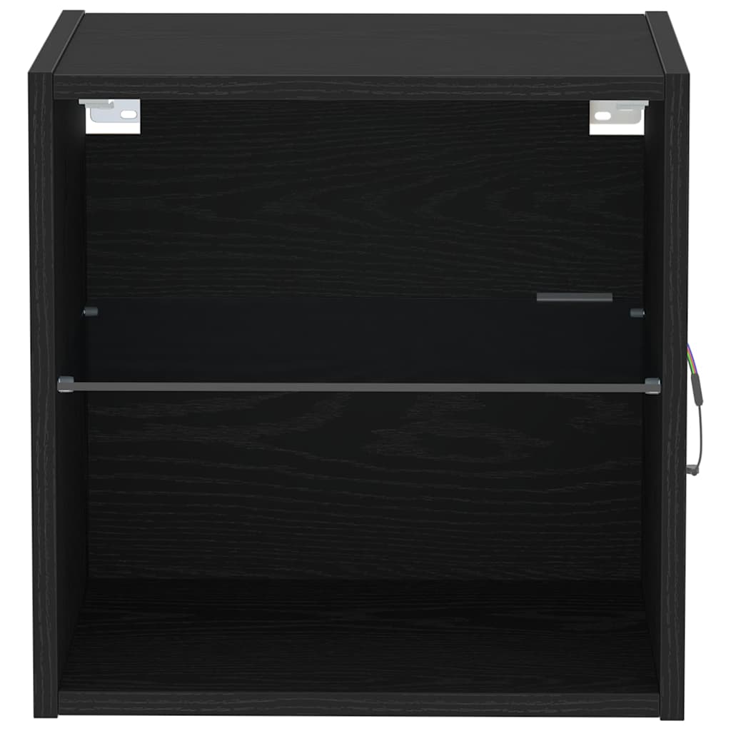 Schwimmendes Regal mit LED-Licht 2 pcs Schwarz Holzwerkstoff