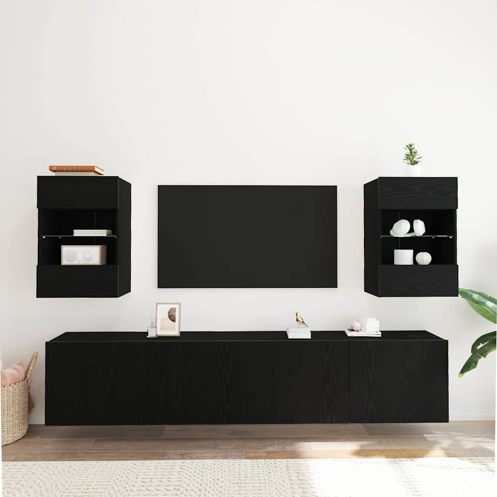 TV-Schrankset 2 pcs Schwarz 40 x 30 x 60,5 cm Holzwerkstoff