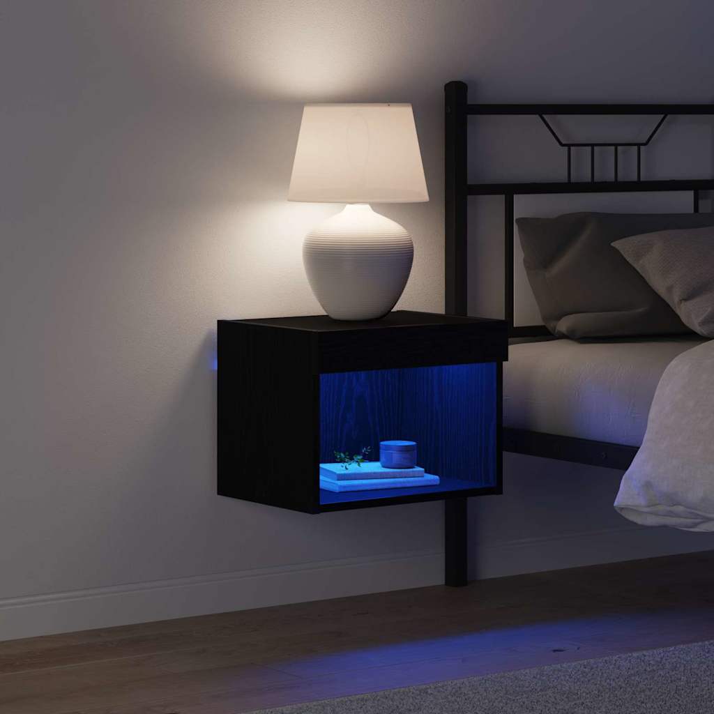 TV-Schrankset mit LED Schwarz Eichen-Optik 40 x 30 x 30 cm