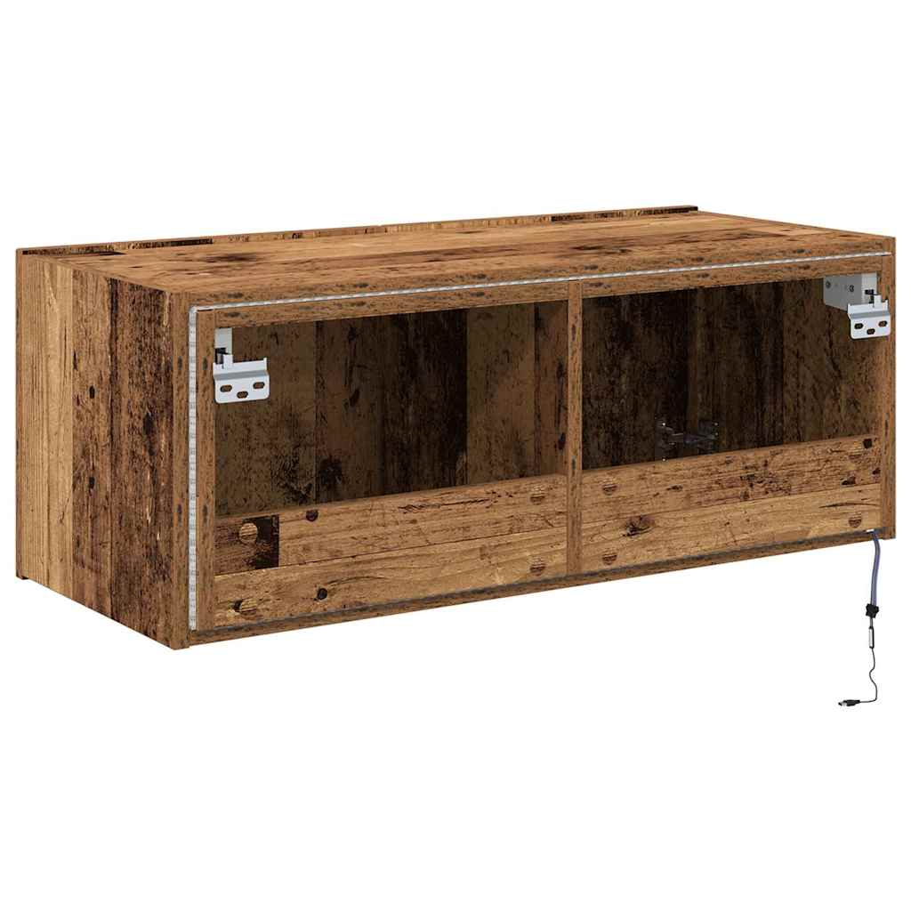 TV-Wandschrank mit LED Altholz 80 x 35 x 31 cm Holzwerkstoff
