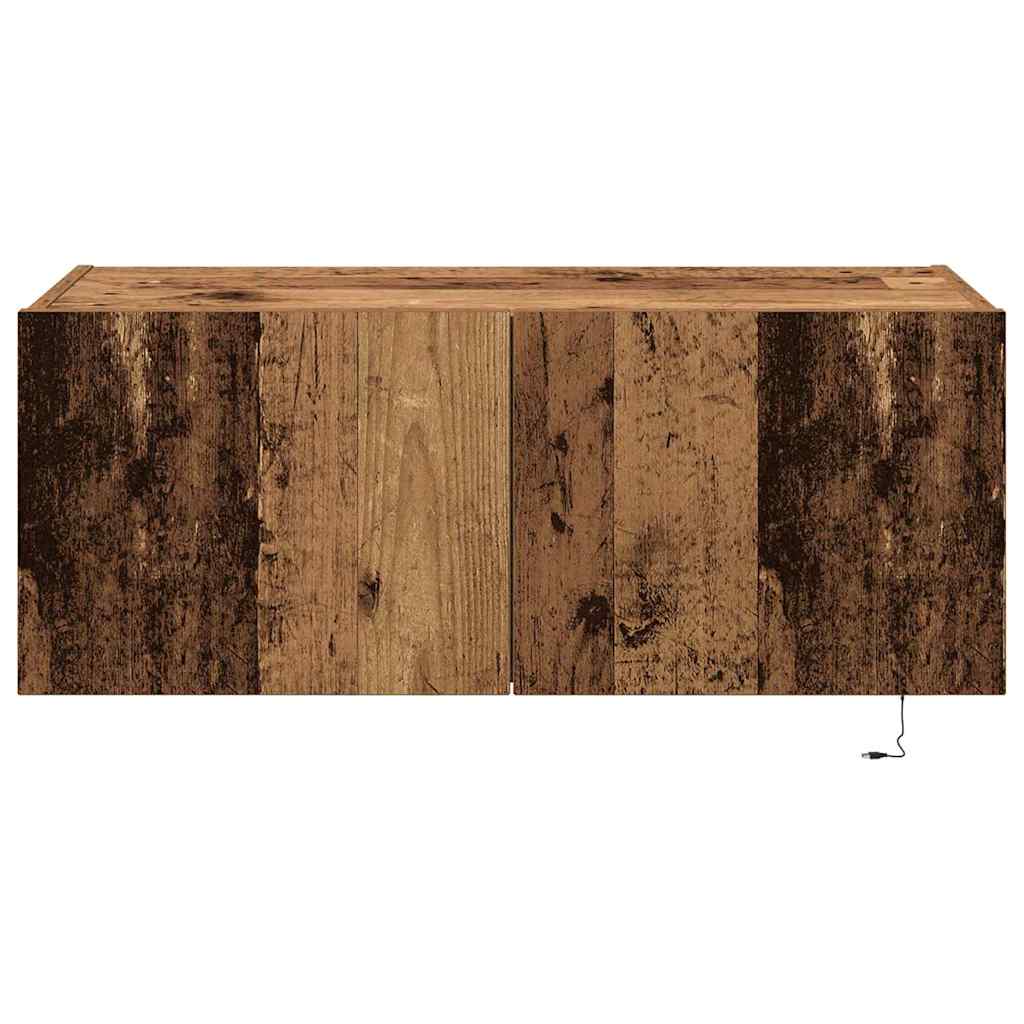 TV-Wandschrank mit LED Altholz 80 x 35 x 31 cm Holzwerkstoff