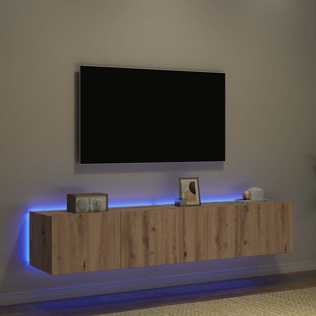 TV-Wandschrank mit LED 2 pcs Artisan-Eiche 80 x 35 x 31 cm