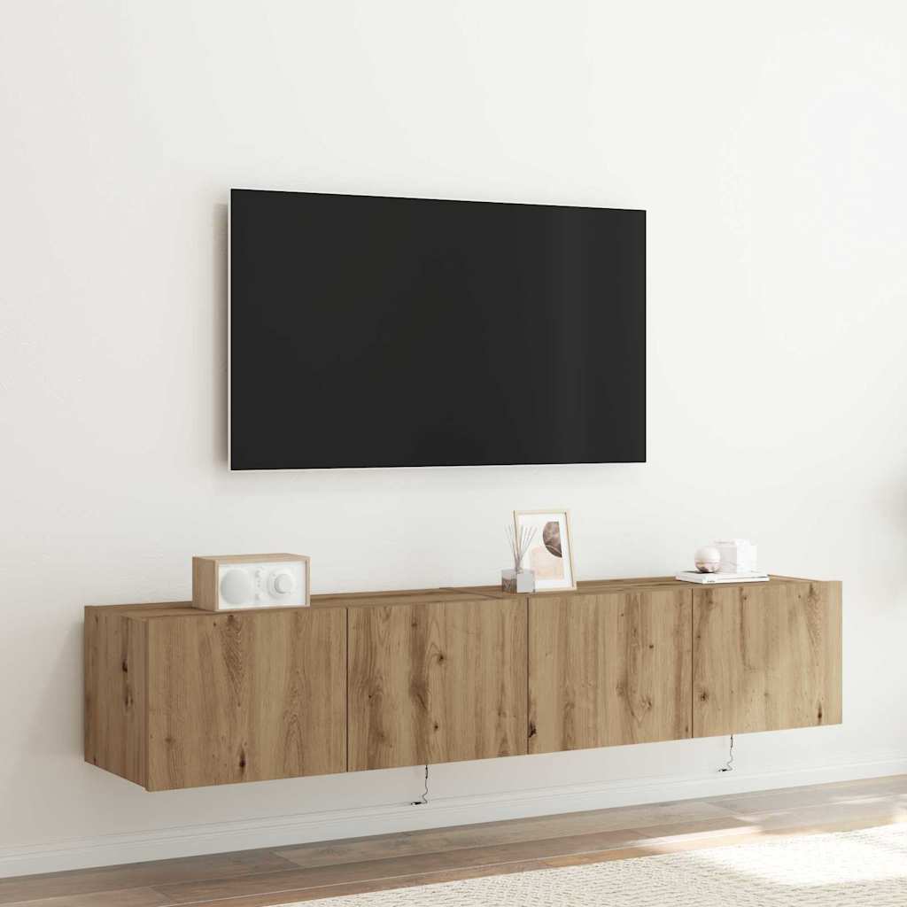 TV-Wandschrank mit LED 2 pcs Artisan-Eiche 80 x 35 x 31 cm